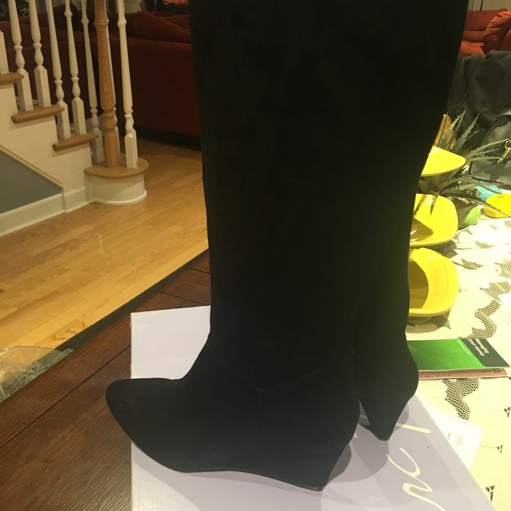 Black suede boots